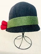 Hat B - Black Hat with 3 Roses & Green Belt VHATB View 3